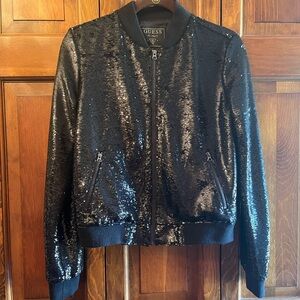 GUESS Black Sequin Women's Jacket size small